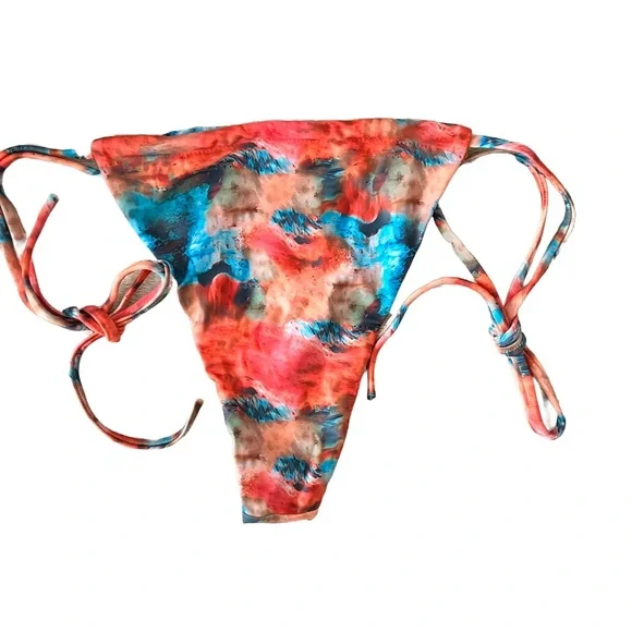 Multicolor Halter Side Tie Thong Bikini Set - Picture 3 of 9